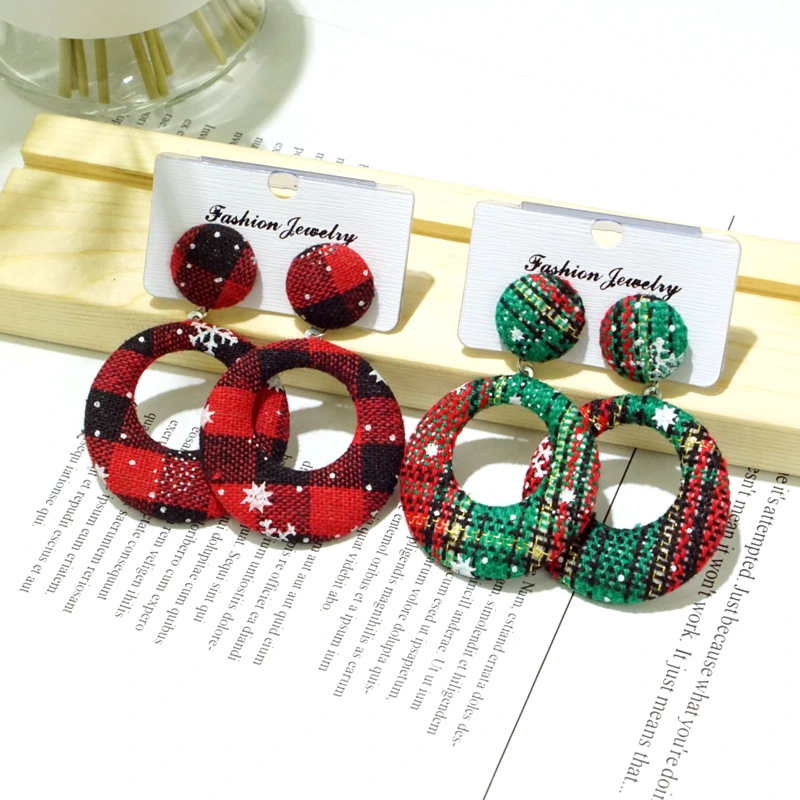 Women's Fashion Personality Geometry Round Christmas Earrings