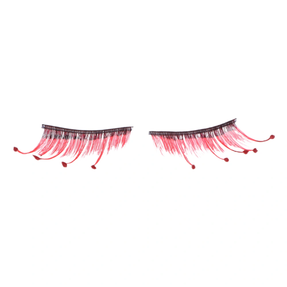 1 Pair of Long Fake Eyelashes Makeup Art Eyelashes Extension for Halloween Performance Carnival (Red)