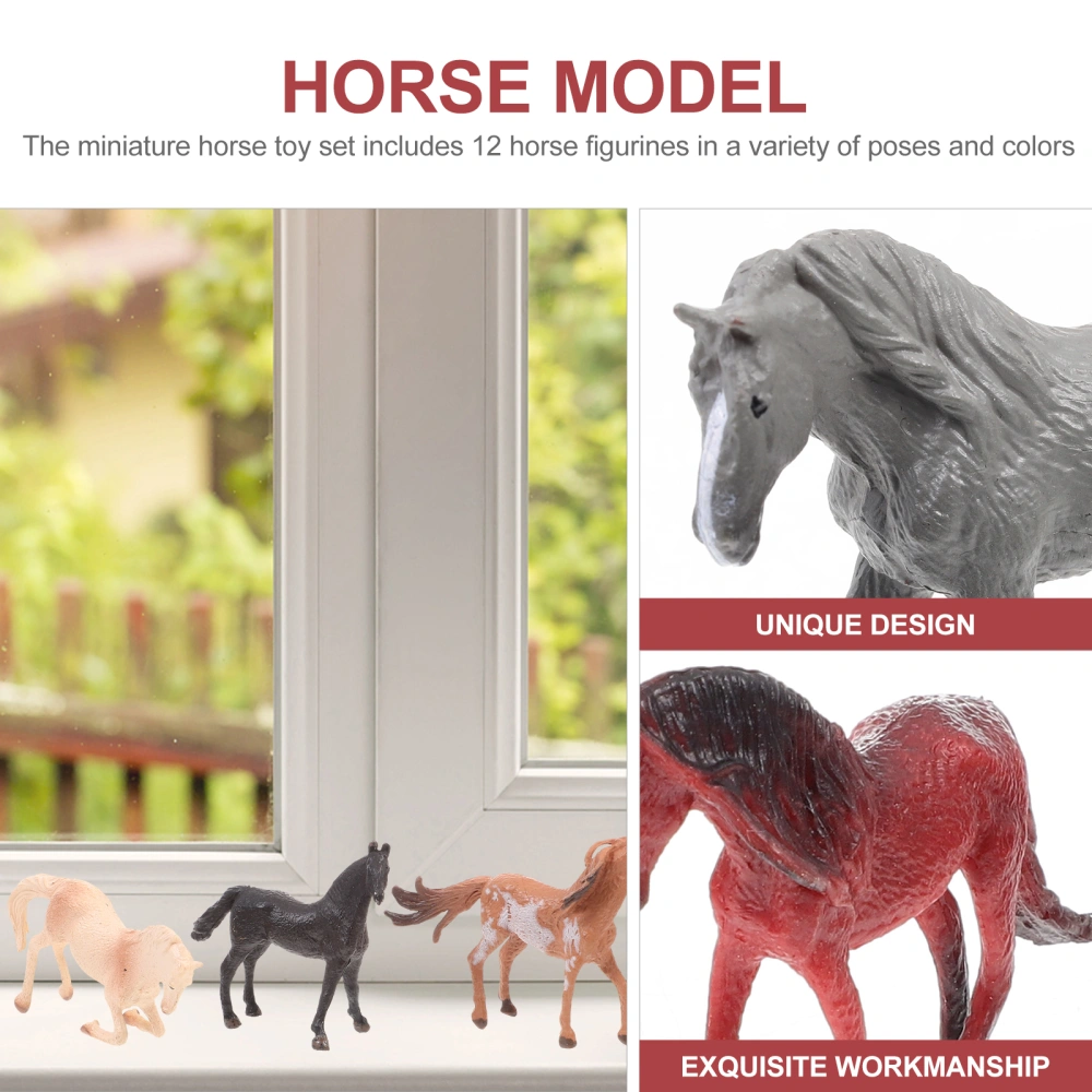 12Pcs Decorative Horse Toys Interesting Toy Horses Wear-resistant Horse Figures Kids Accessory