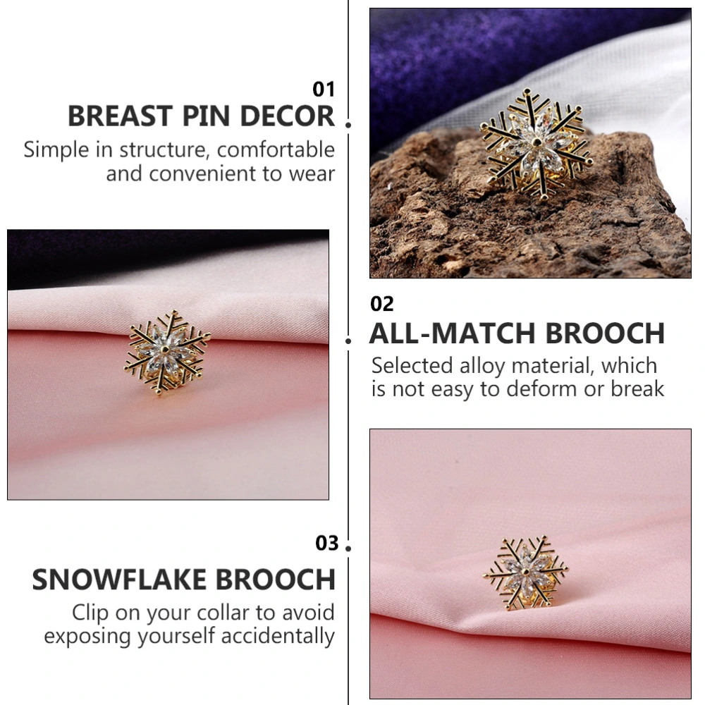 2pcs Creativ Snowflake Shaped Brooch All-match Woman Brooch Collar Breast Pin