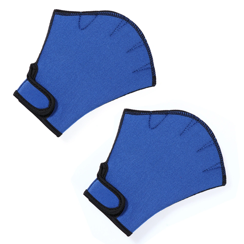 1 Pair Swimming Gloves Webbed Aquatic Fit Traning Gloves Paddles Diving Hand Web Size L (Blue)