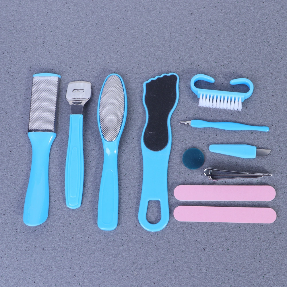 1 Set of 12-in-1 Pedicure Set Foot File Foot Exfoliator Dead Skin Remover Foot Grinder Pedicure Tool Blue