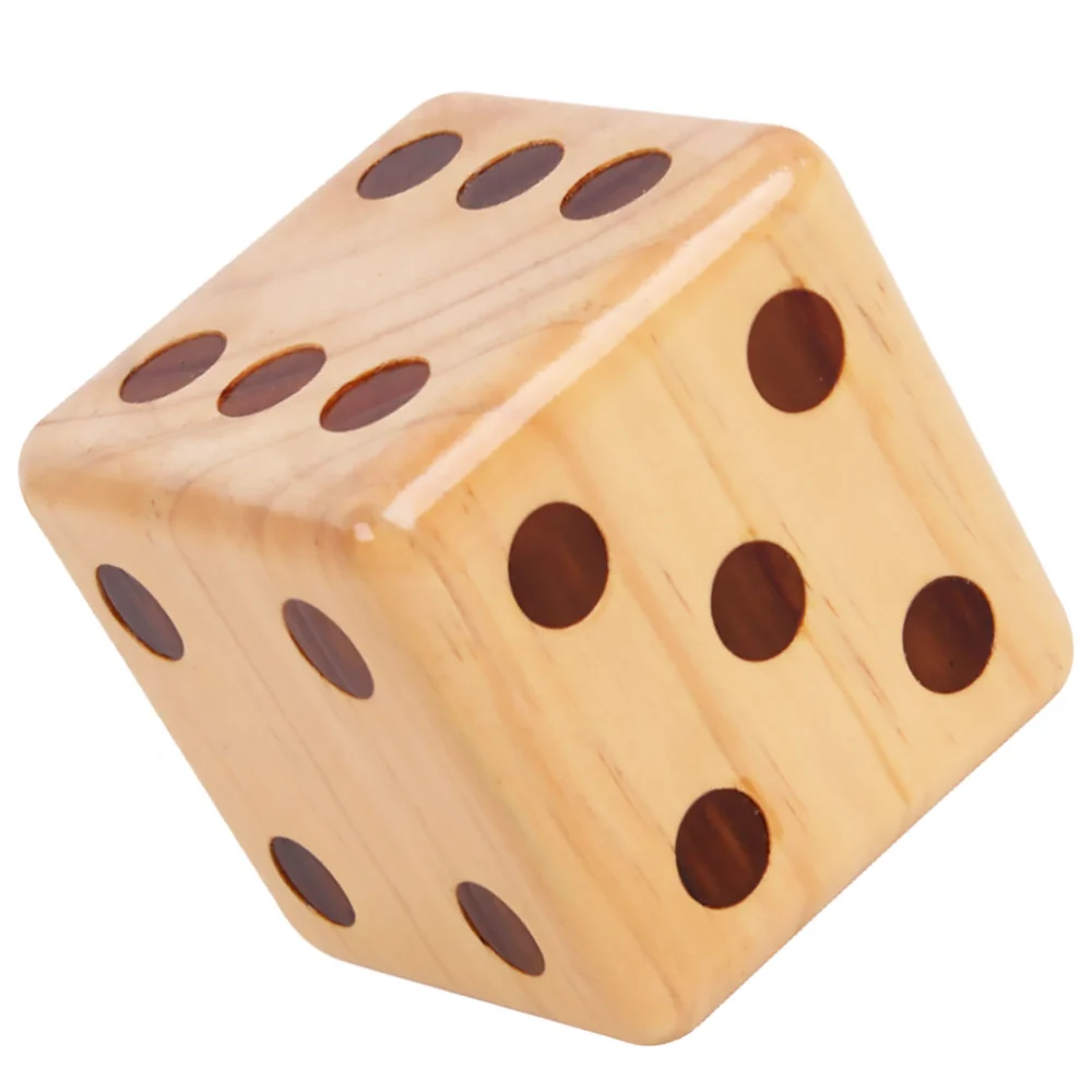 1pc Solid Wood Dice Table Game Prop Entertainment Game Toy Educational Supply for Home School Bar Pub (Paint / No Paint Random)