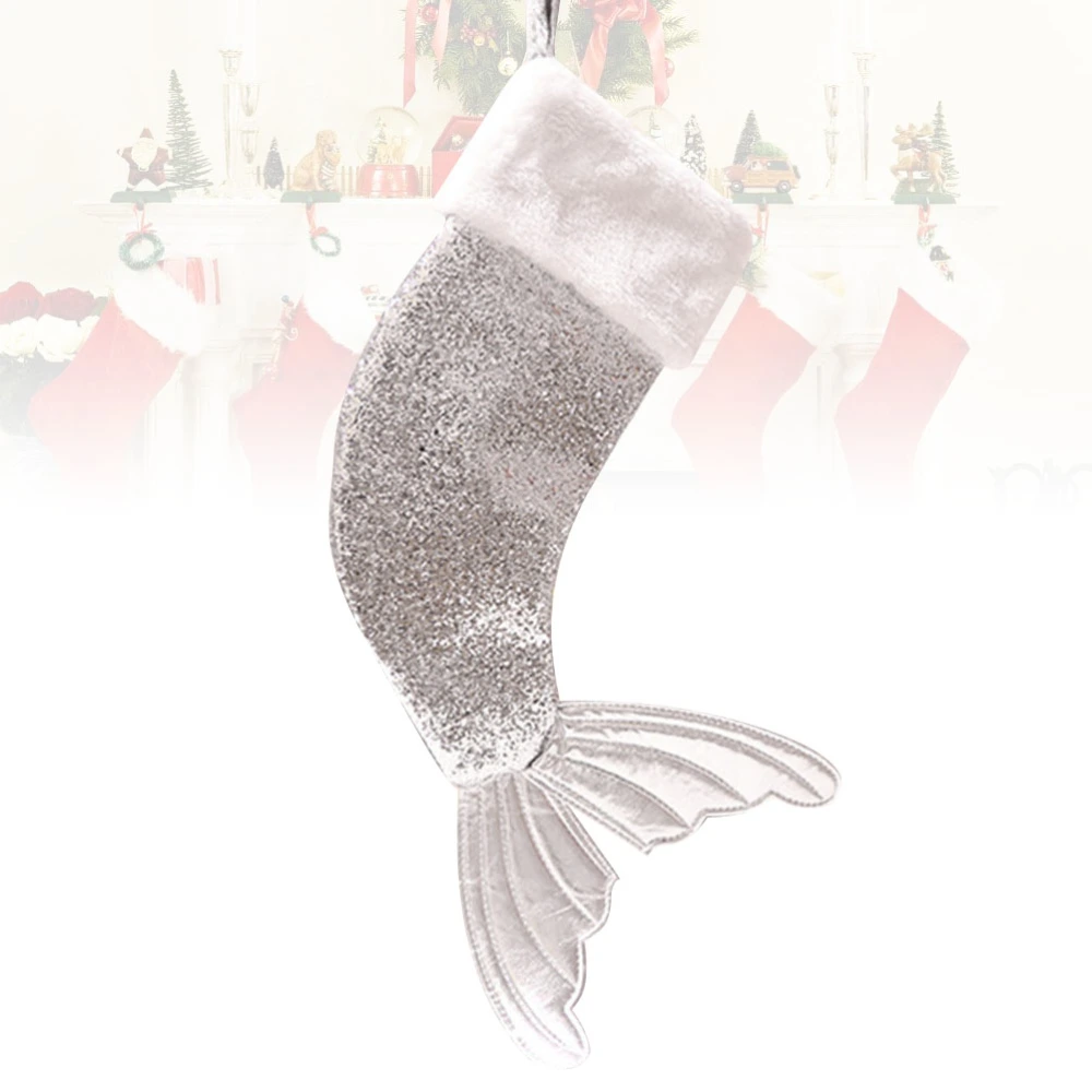 Christmas Stockings Bag Silver Mermaid Tail Stockings Bag Creative Christmas Stockings Gift Pouch Children Gift Bag for Party