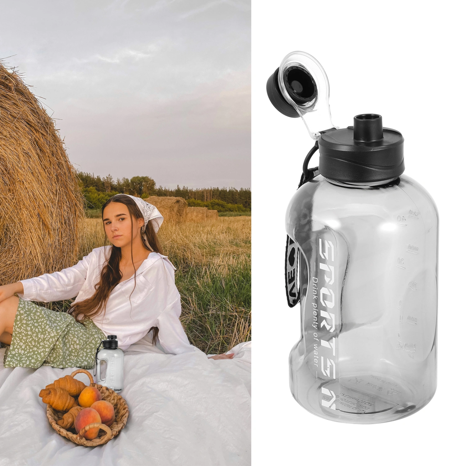1 Set Large Water Container Sports Water Bottle Fitness Water Jug Large Capacity Bottle