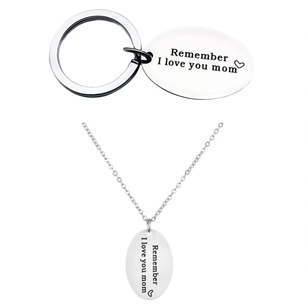 2pcs Remember I love You Mom Thanksgiving Mother's Day Keychain Necklace Gift