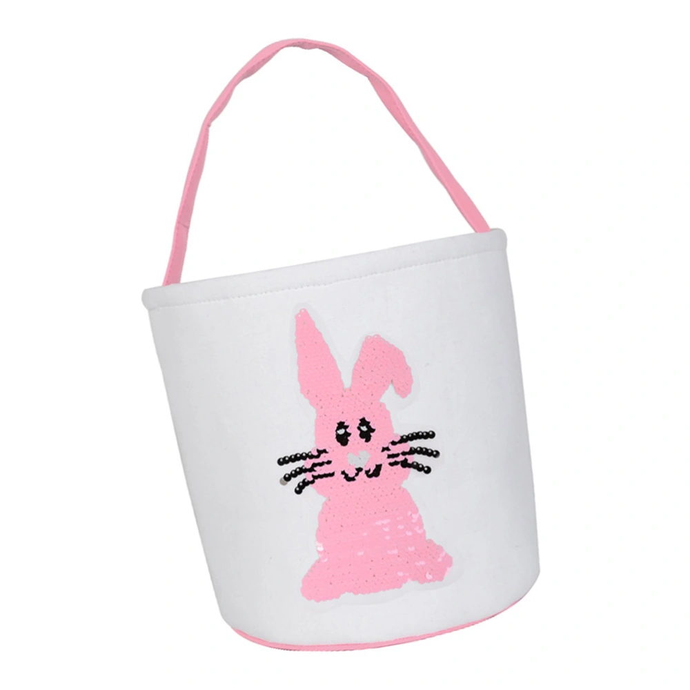 Pink Sequin Bunny Design Gift Pouch Creative Sweet Storage Holder Easter Candy Bag Rabbit Portable Tote Bag Easter Supplies