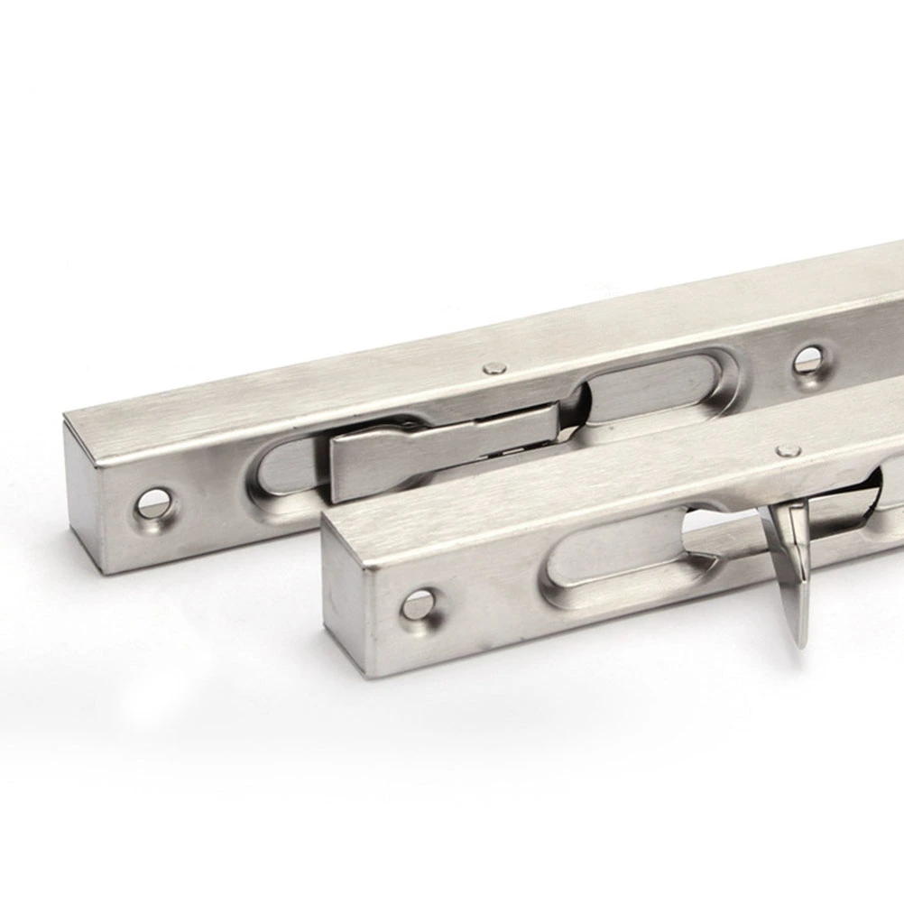 Stainless Steel Lengthen Door Latch Double Door Invisible Bolt Double Door Opening Square Latch Home Security Lock (Length 250mm)