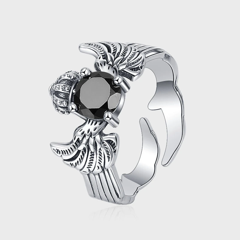 Sterling Silver 925 Vintage Black Zirconium Ring