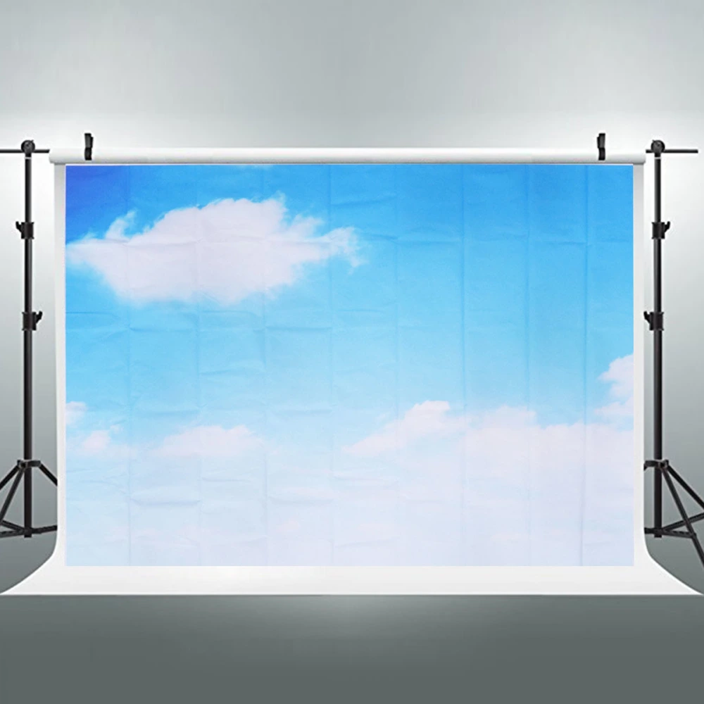 Photo Backdrop Seamless Blue Sky White Clouds Pattern Pleated 3D Studio Photography Background Cloth Wall Prop