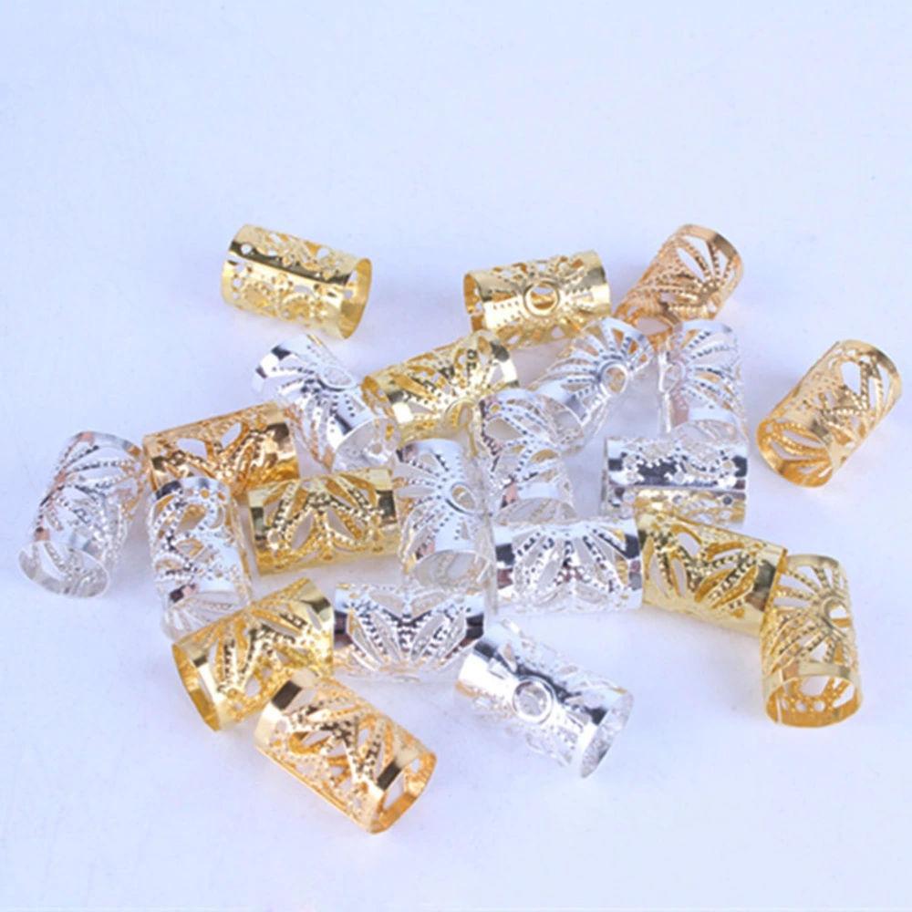 100pcs Dreadlock Beads Delicate Hair Cuffs Multiple Hair Decoration Braiding Hair Braid Jewelry(Golden and Silver)