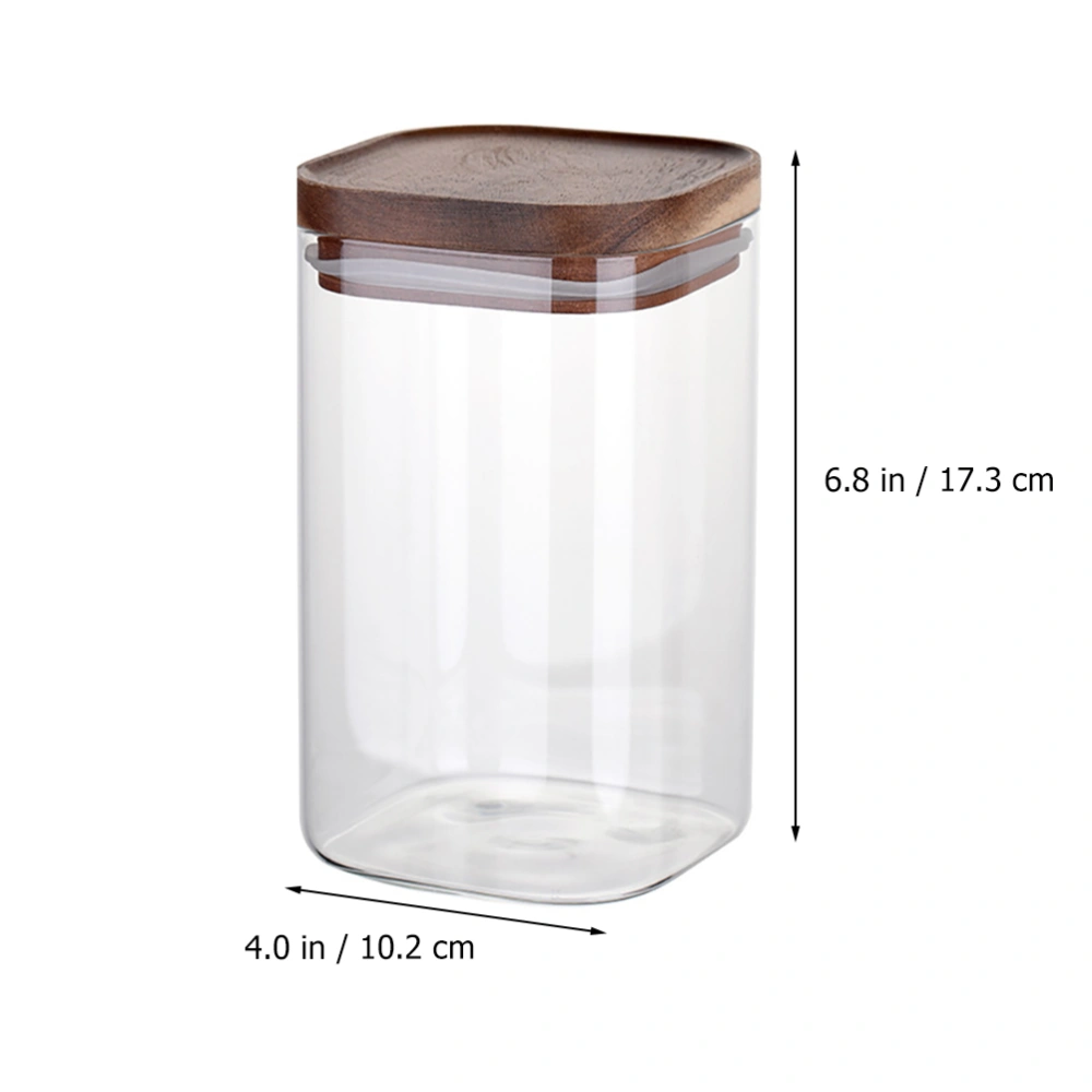 1 Pc Multipurpose Cereals Pot Sealed Jar Durable Storage Jar with Wooden Lid