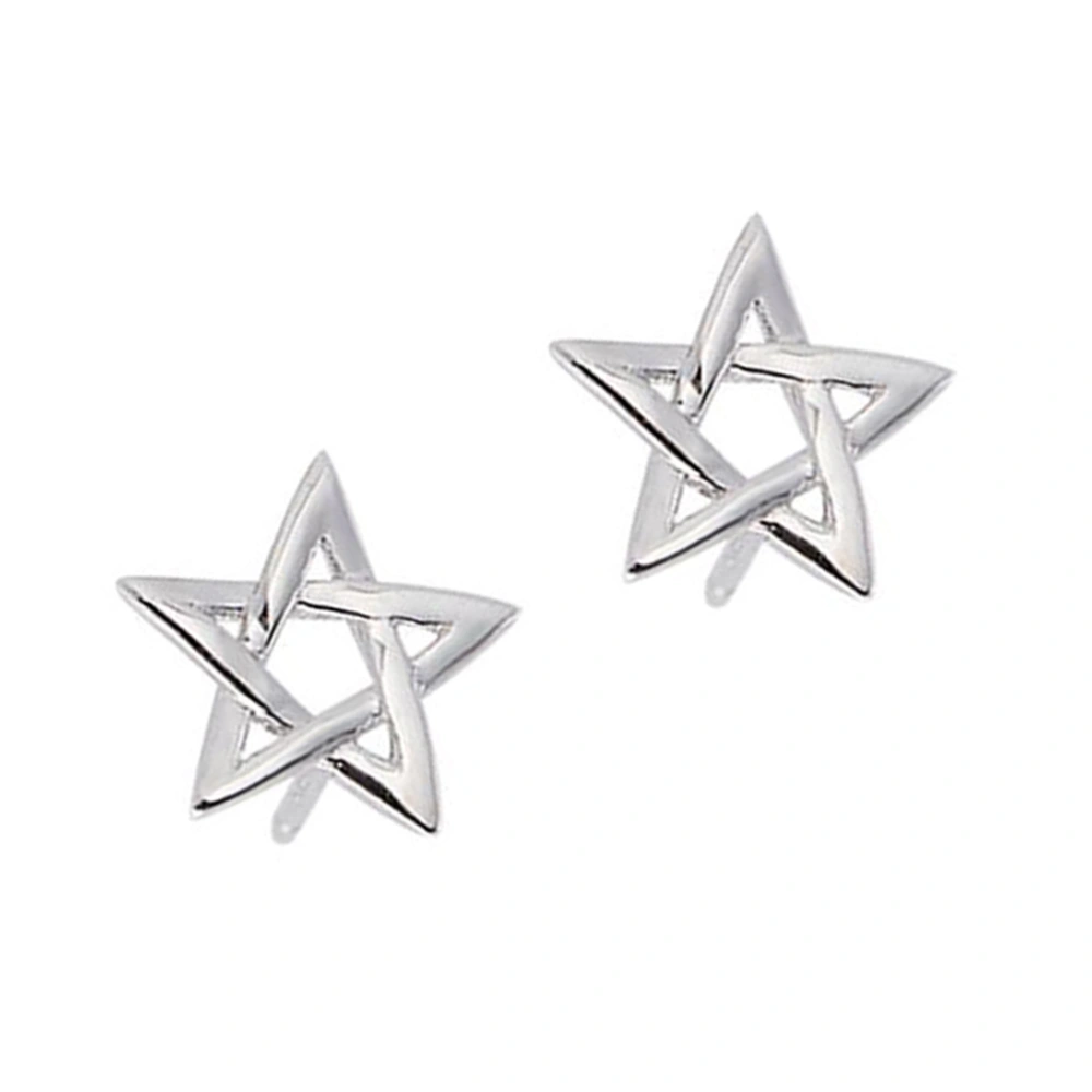 2.5x0.5x0.5cm Personality Versatile Ear Stud Fashionable Five Pointed Star Ear Stud Silver