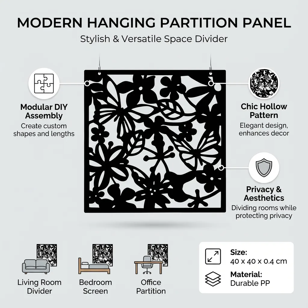 Hanging Partition Panel Wall Shield Fashion Minimalist Living Room Bedroom Background Decorative Screens Shield (Black)