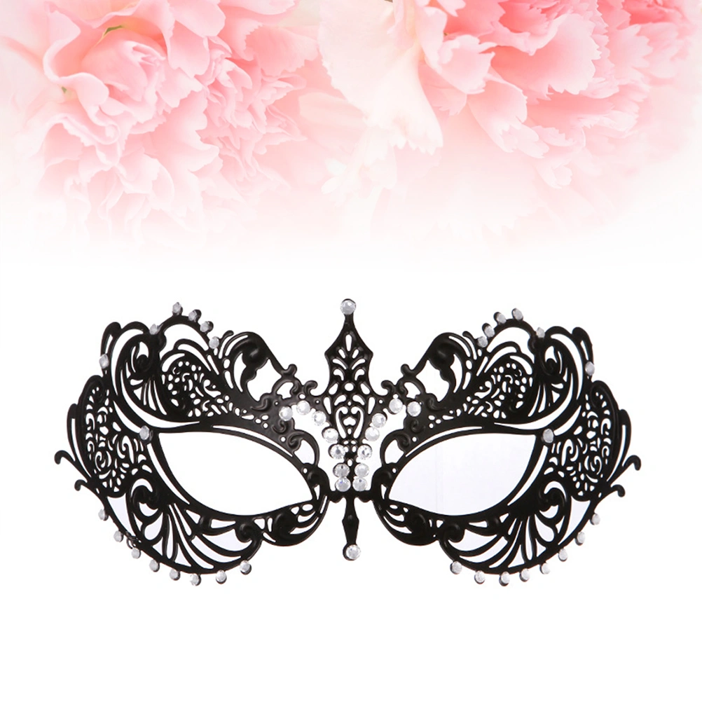1Pc Metal Hollow Carved Mask Rhinestone Fashion Eye Mask Masquerade Mask for Cosplay Costume Party