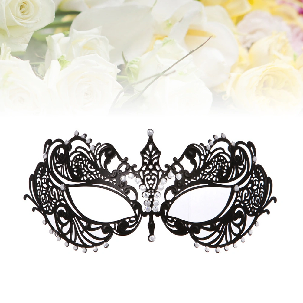 1Pc Metal Hollow Carved Mask Rhinestone Fashion Eye Mask Masquerade Mask for Cosplay Costume Party