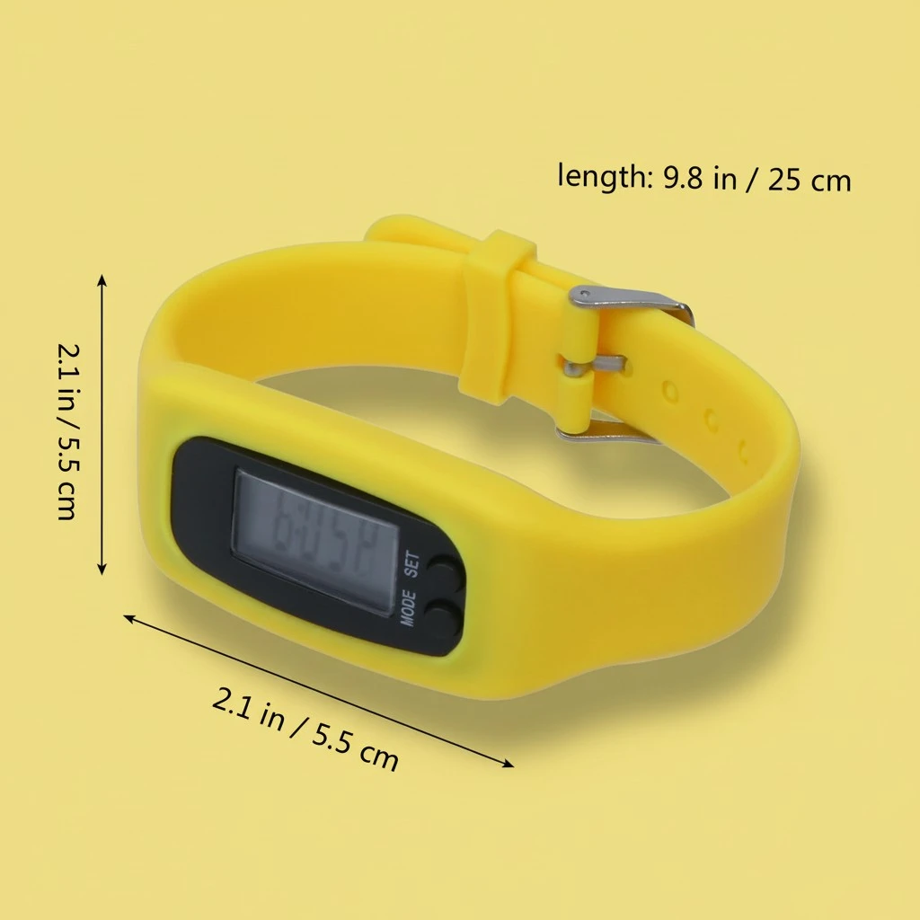 1pc Multi Function Pedometer Leisure Sports Watch Calorie Monitoring Electronic Watch Stylish Sports Monitoring Wristband for Women Men Use Yellow