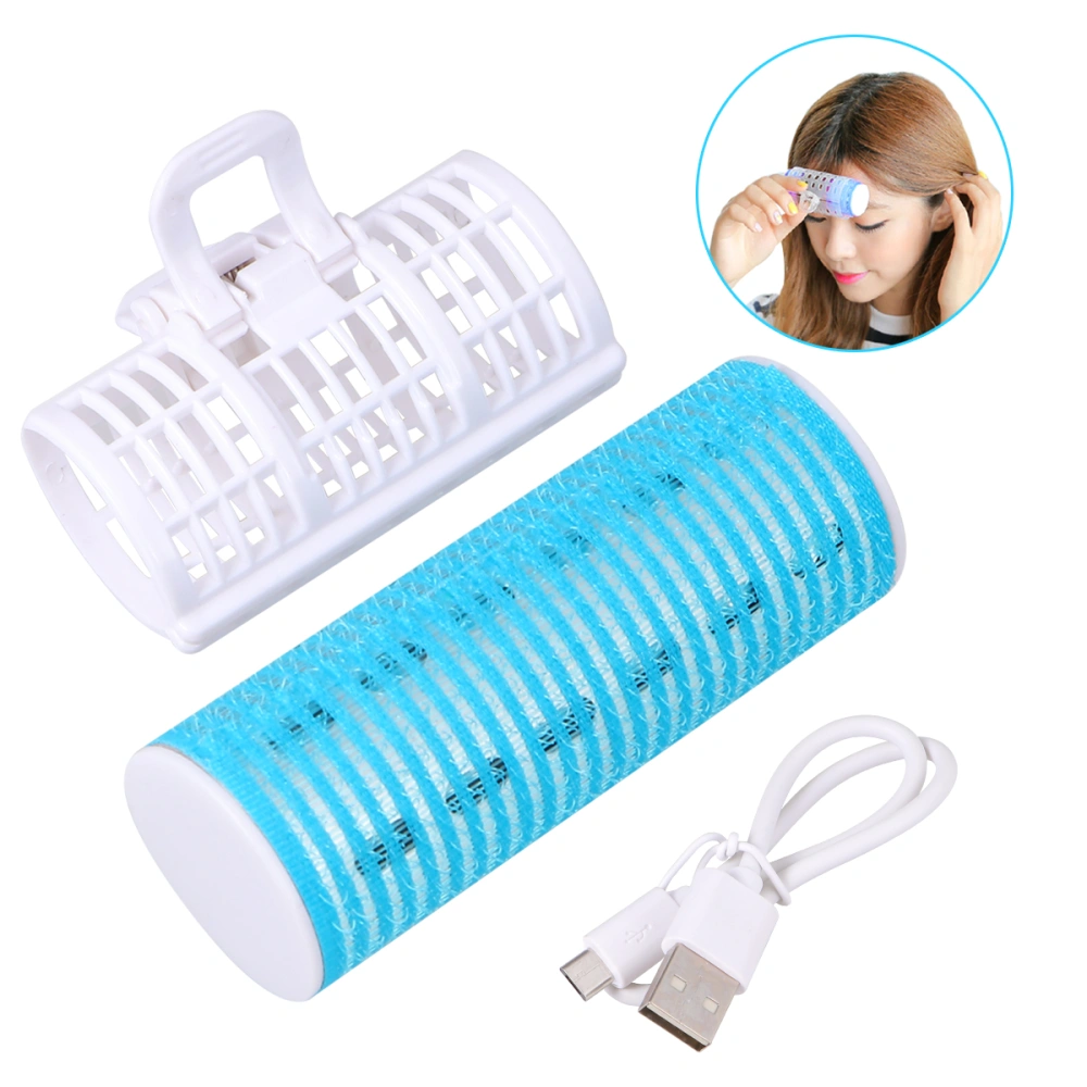 USB Charging Hair Curler Bang Hair Styling Roller Automatic Heating Hair Curlers Hairdressing Tools for Woman (Blue)