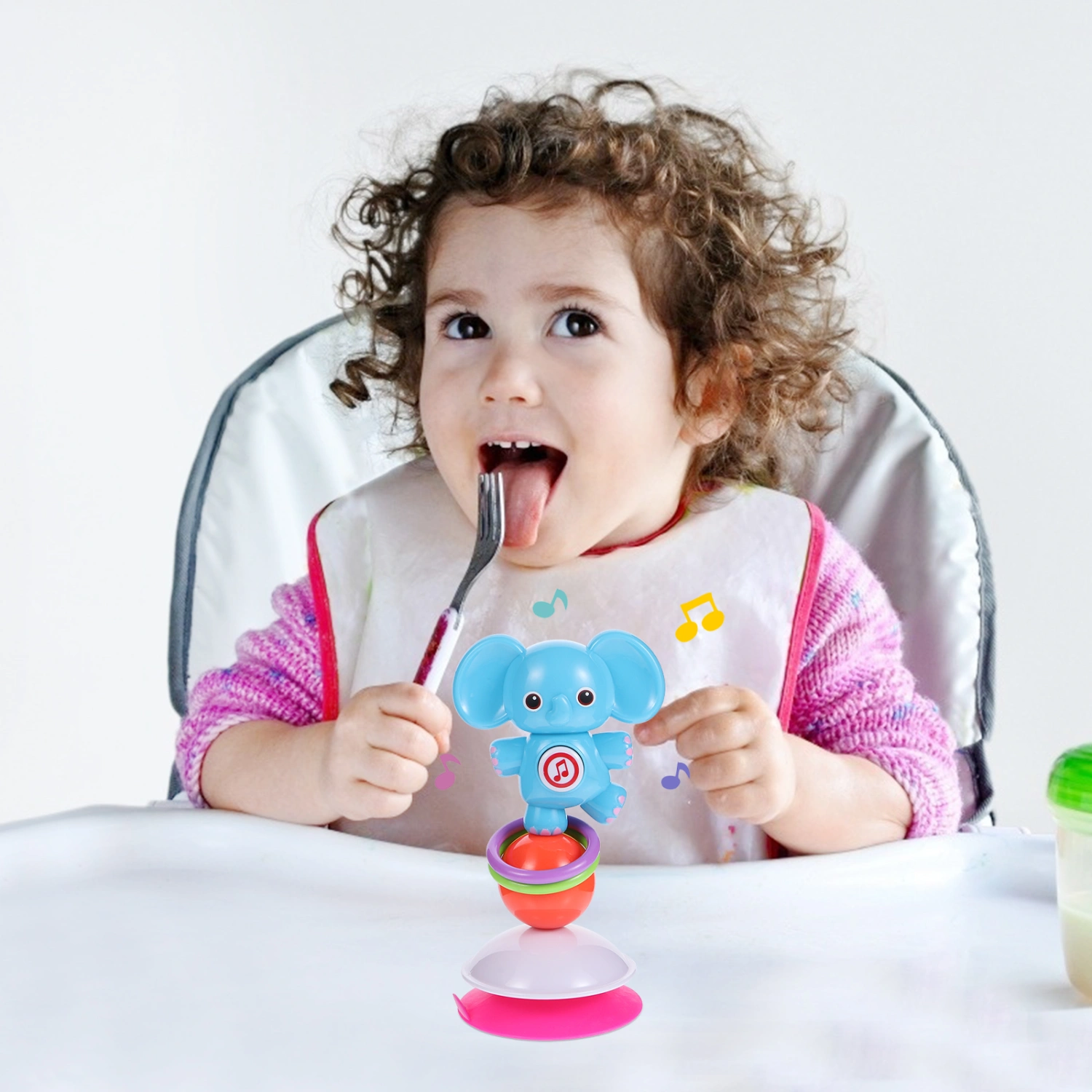 Baby Eating Toys Rotating Bell Toys Baby Table Toy Baby Bell with Sucker