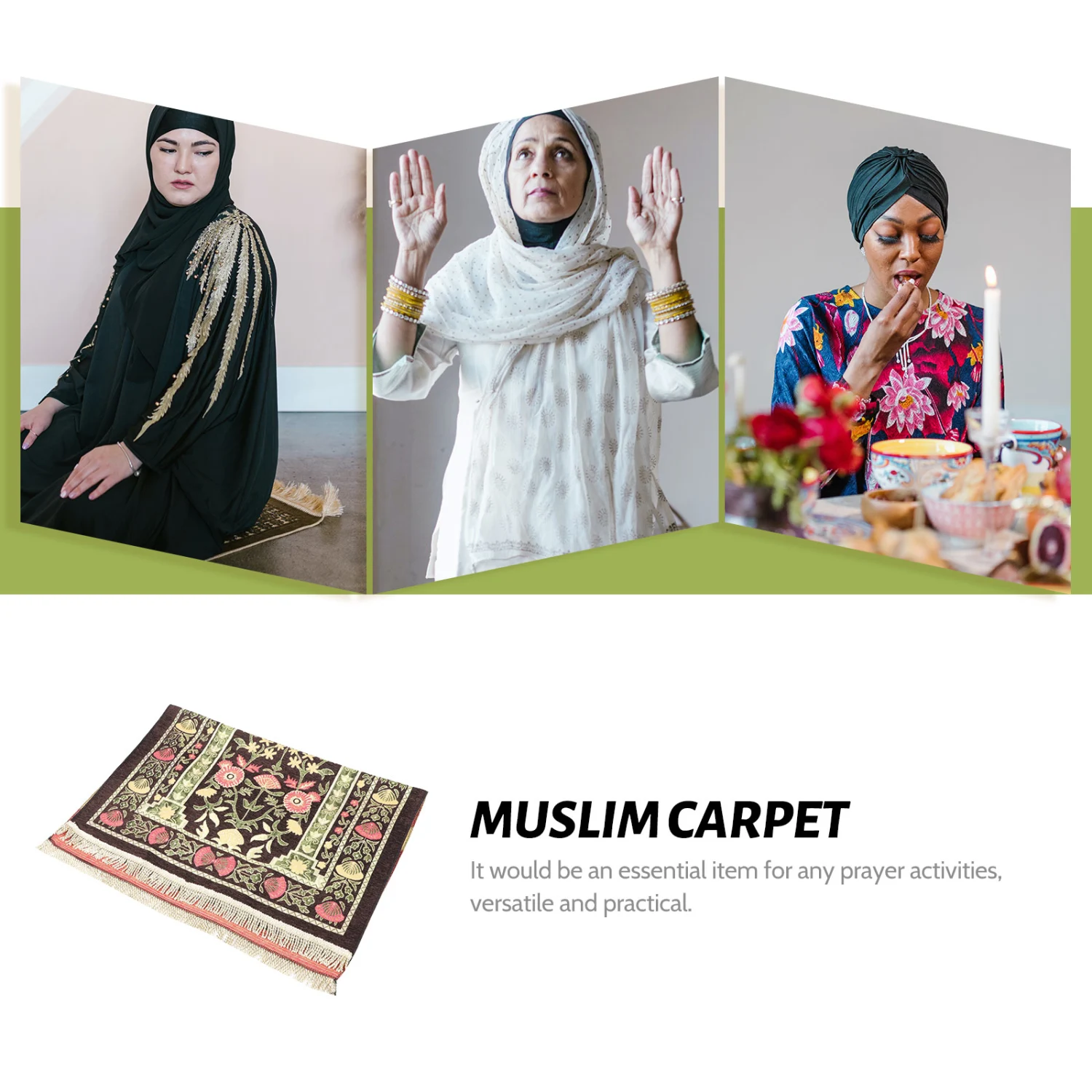 Muslim Style Praying Decor Eid Festival Themed Prayer Carpet Eid Festival Rug