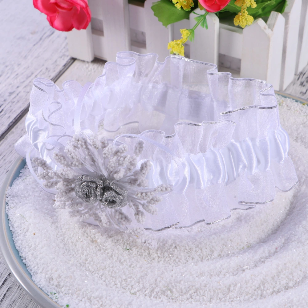 Wedding Satin Bridal Garter Wedding Accessories with Silver Flower