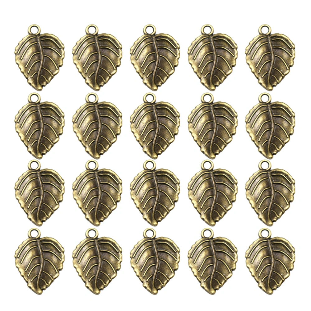 20pcs Leaf Design Necklace Pendants Alloy DIY Charms Jewelry Making Accessory for Crafts (Bronze)