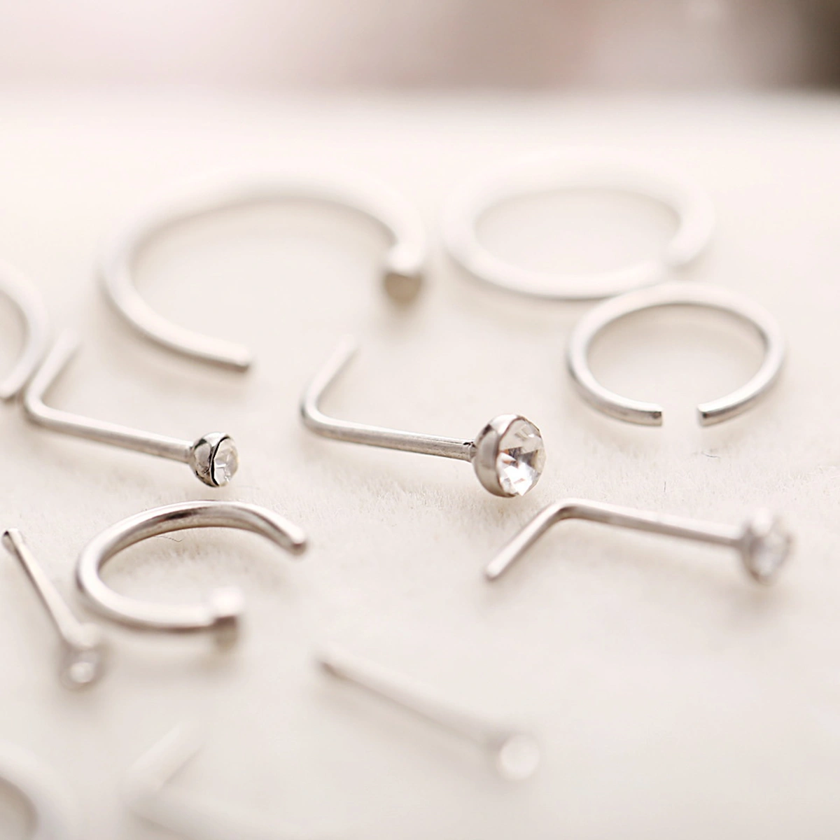 22Pcs Stainless Steel Nose Ring Labret Nostril Lip Body Piercing Jewelry