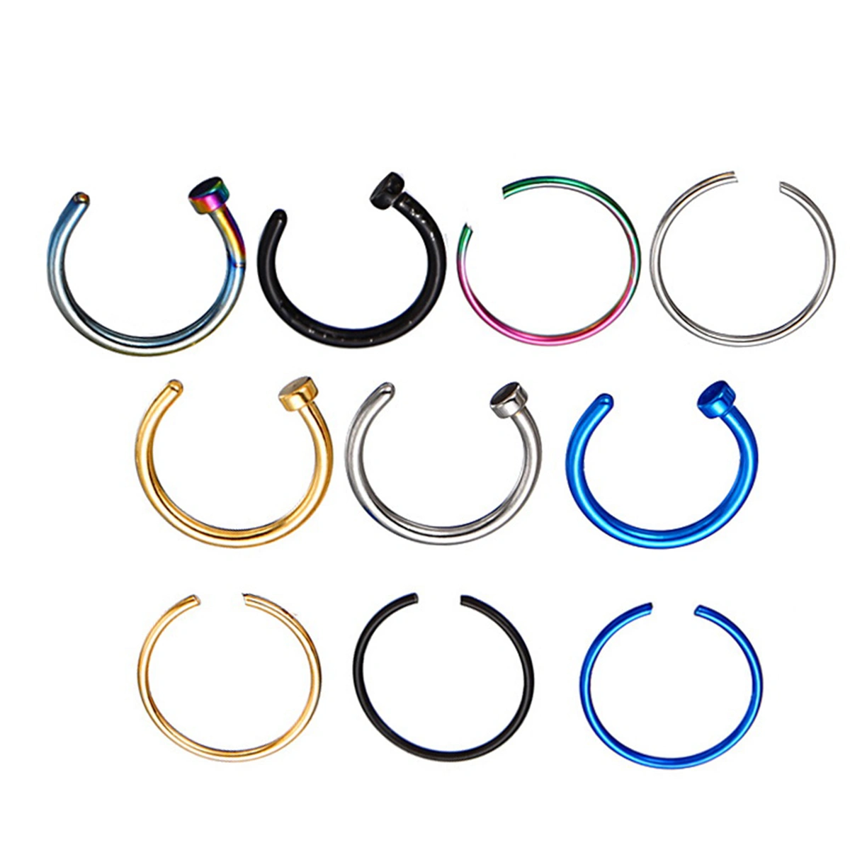 22Pcs Stainless Steel Nose Ring Labret Nostril Lip Body Piercing Jewelry