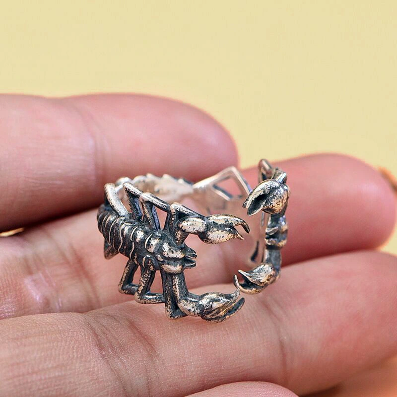 Men's Punk Hip Hop Thai Silver Retro Exaggerated Scorpion Ring