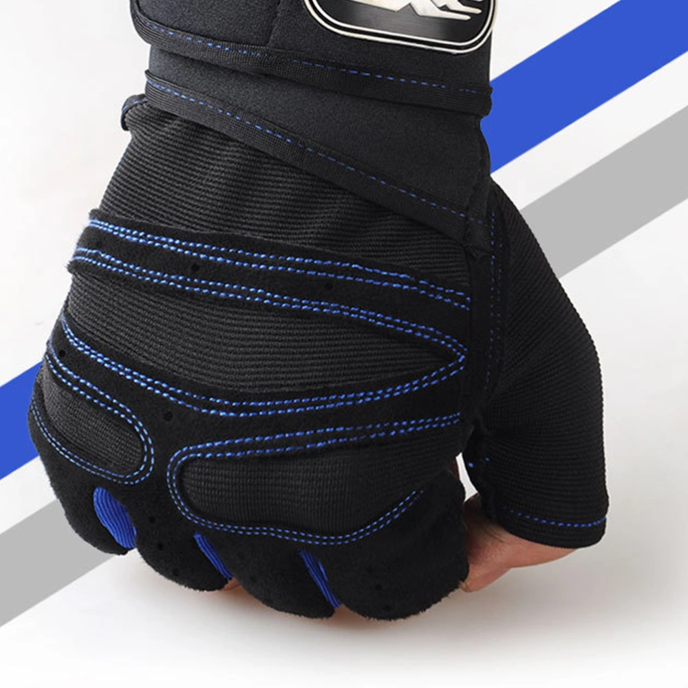 1 Pair fitnesss Half-finger Gloves Men Outdoor Riding Gloves Fitness Weight Lifting Gloves (Dark Blue, Size L)