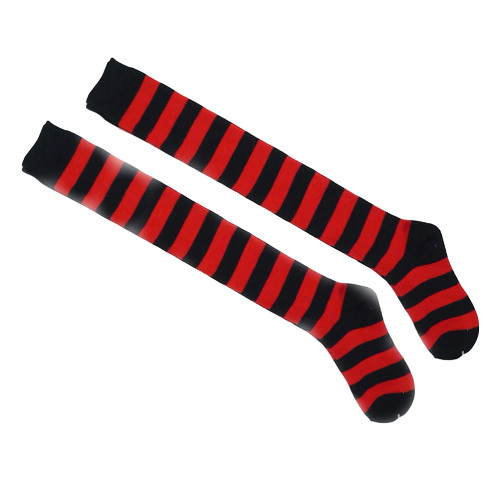 1 Pair Cosplay Sexy Stockings Stripe Over The Knee High Socks Long Socks for Women Girls (Black and Red)