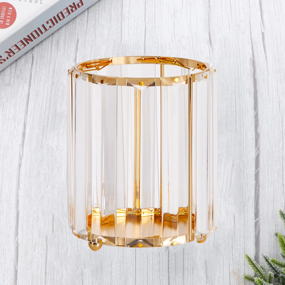 Glass Nordic Golden Vase Pencil Container Eyebrow Pencil Holder for Home Office (Roundness)