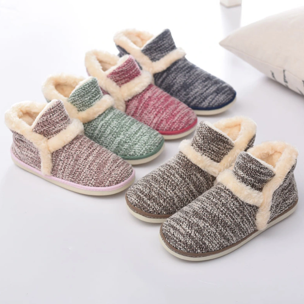 1 Pair Girl Home Thickened Plush Slippers Autumn Winter Non-slip Plush Slipper