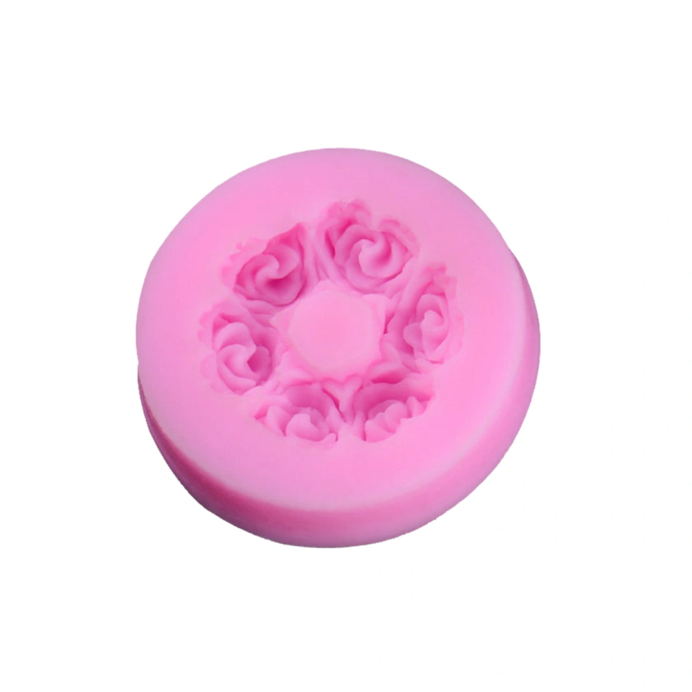 Food-grade Silicone Mold 3D Rose Flower Shape Embossing Fondant Cake Decorating Tools Soap Mould (Pink)