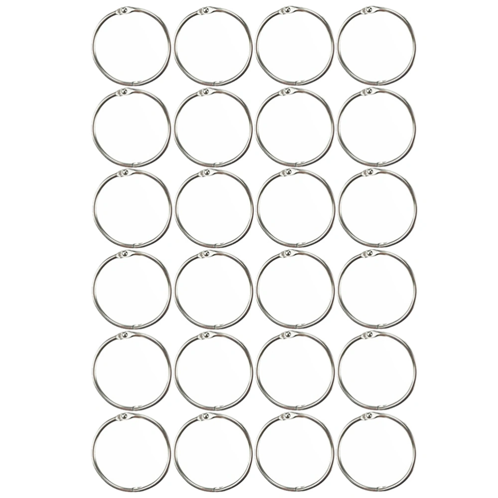 24Pcs Metal Book Rings Loose Leaf Binder Ring Key Chain Key Rings (Silver)