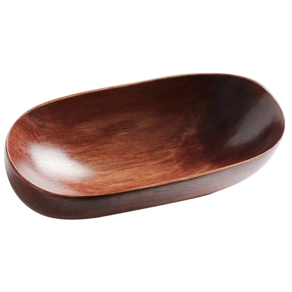 Japanese Stytle Wood Small Fruit Plate Serving Dish Container For Home Restaurant Hotel (Brown)