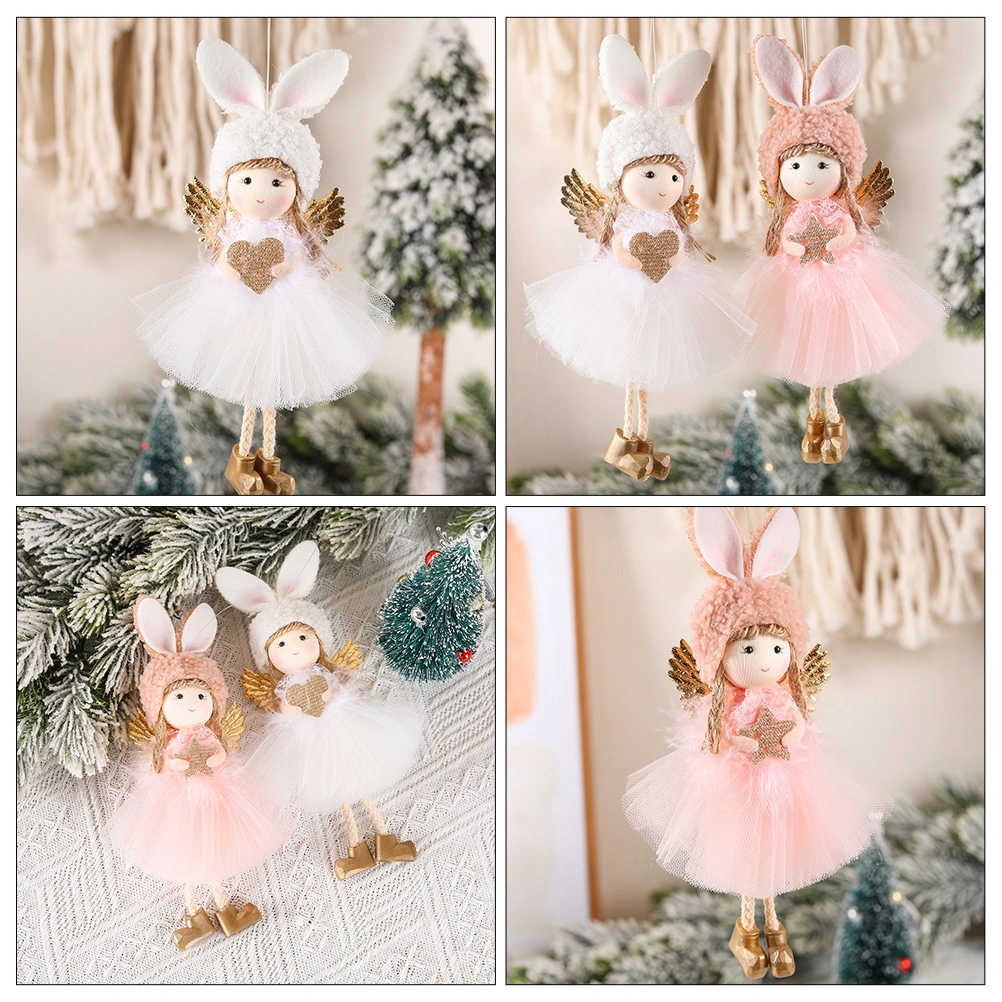 2pcs Christmas tree ornament gauze skirt angel doll pendants Christmas Ornaments Hanging