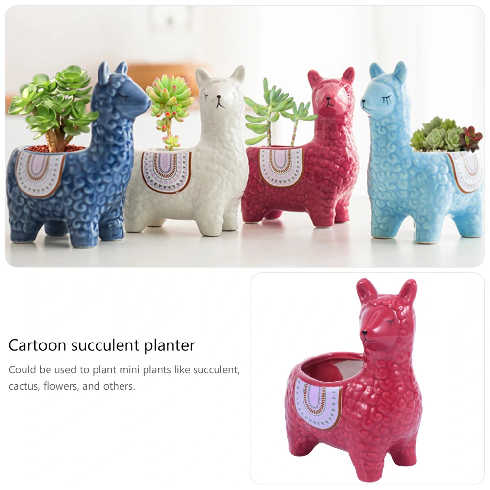 Cartoon Ceramic Plant Pot Succulent Plant Container Creative Alpaca Flower Pot