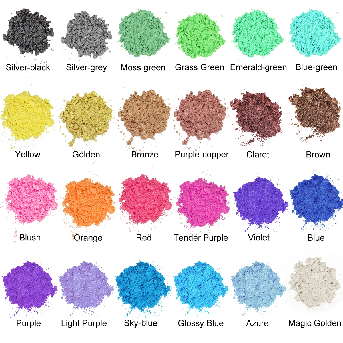 SUPVOX 24 Colors Mica Powder Kit Epoxy Resin Dye Soap Making Colorants Set for Soap Making Clay Coloring Nail Art