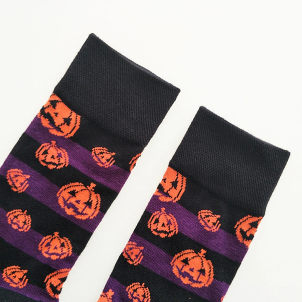 1 Set 2 Pairs Halloween Socks Cotton Mid-calf Socks Man Calf Socks Comfortable Halloween Socks for Man (Free Size Pumpkin)