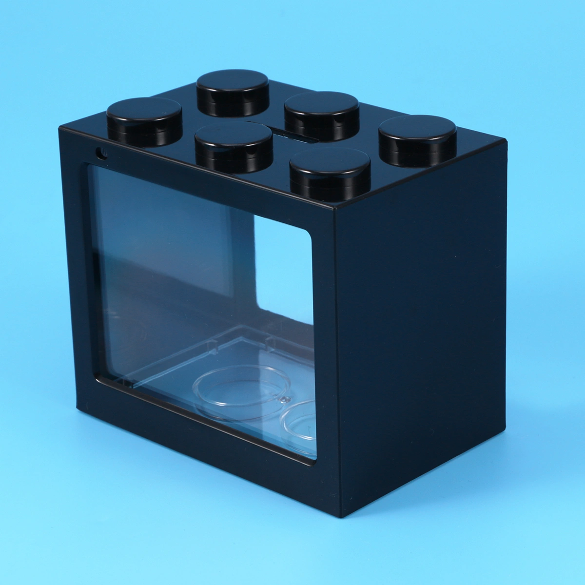Mini Fish Tank Aquarium for Turtle and Pet Fish Office Desktop Home Decor (Black)