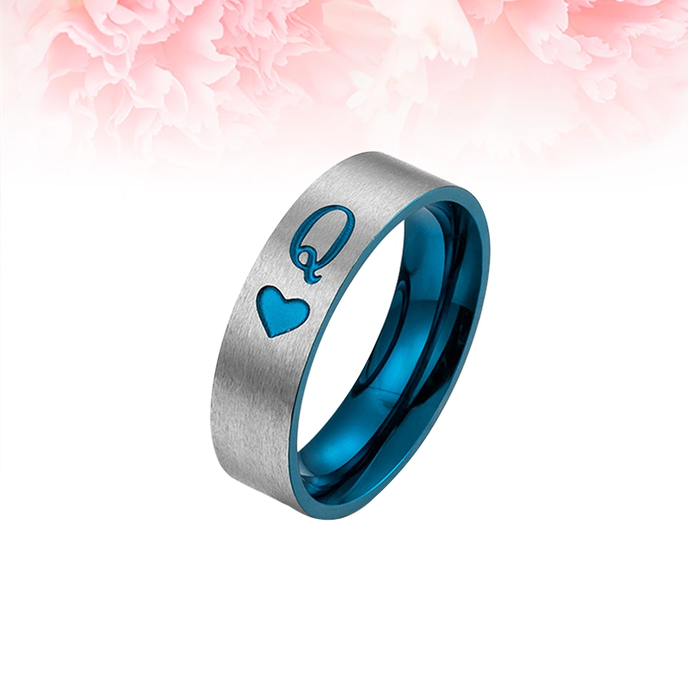 1Pc Fashion Couple Ring Delicate Titanium Steel Finger Ring Elegant Charming Ring Jewelry for Adults Men Women (Q Size 9#)