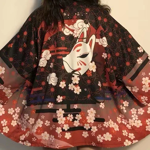 Women's 3d Printed Loose Kimono Cloak Haori Sun Protection Jacket