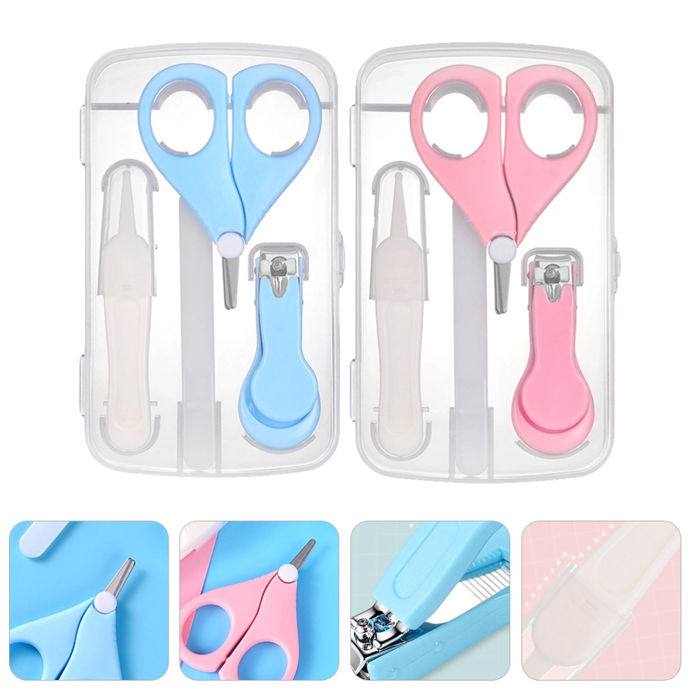 2 Sets Baby Manicure Set Infant Fingernail Scissors Practical Pedicure Kits