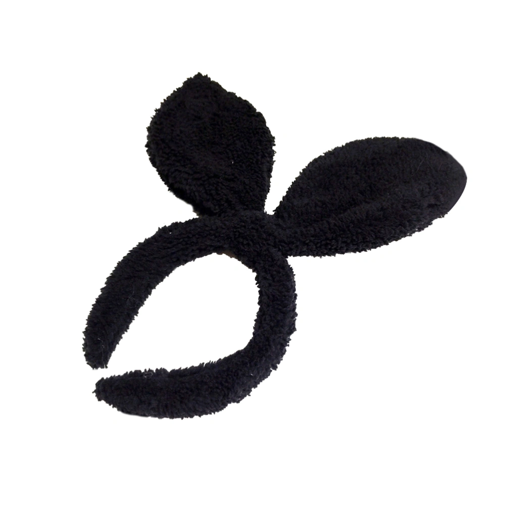 1PC Rabbit Ear Headband Easter Hair Unique Headdress Headwear Hair Accessories Party Supplies for Girls Women (Black)