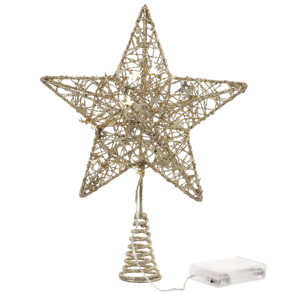 1 Pc Christmas Tree Topper Ornament Five-pointed Lighting Star Hanging Decor