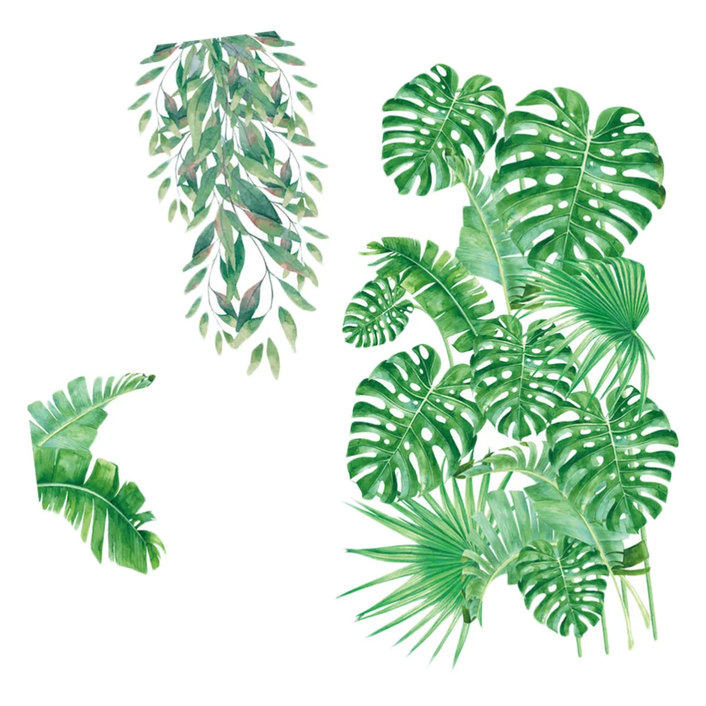 1 Set Green Leaves Wall Decal Removable PVC Wall Sticker Decorative Wallpaper