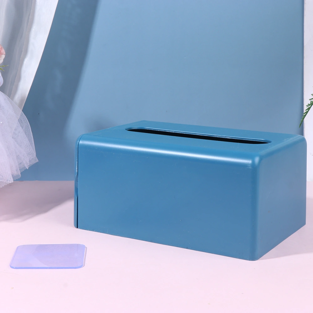 Punch Free Traceless Tissue Holder Wall-Mounted Tissue Box Napkin Box Tissue Storage Box (Blue)