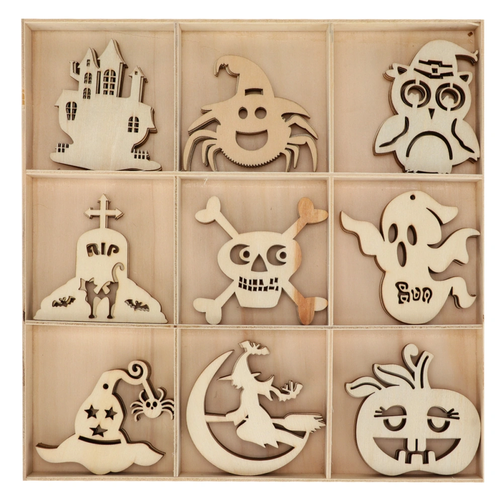 45pcs Halloween Wooden Gift Tags Blank Wooden Decorative Hanging Ornaments