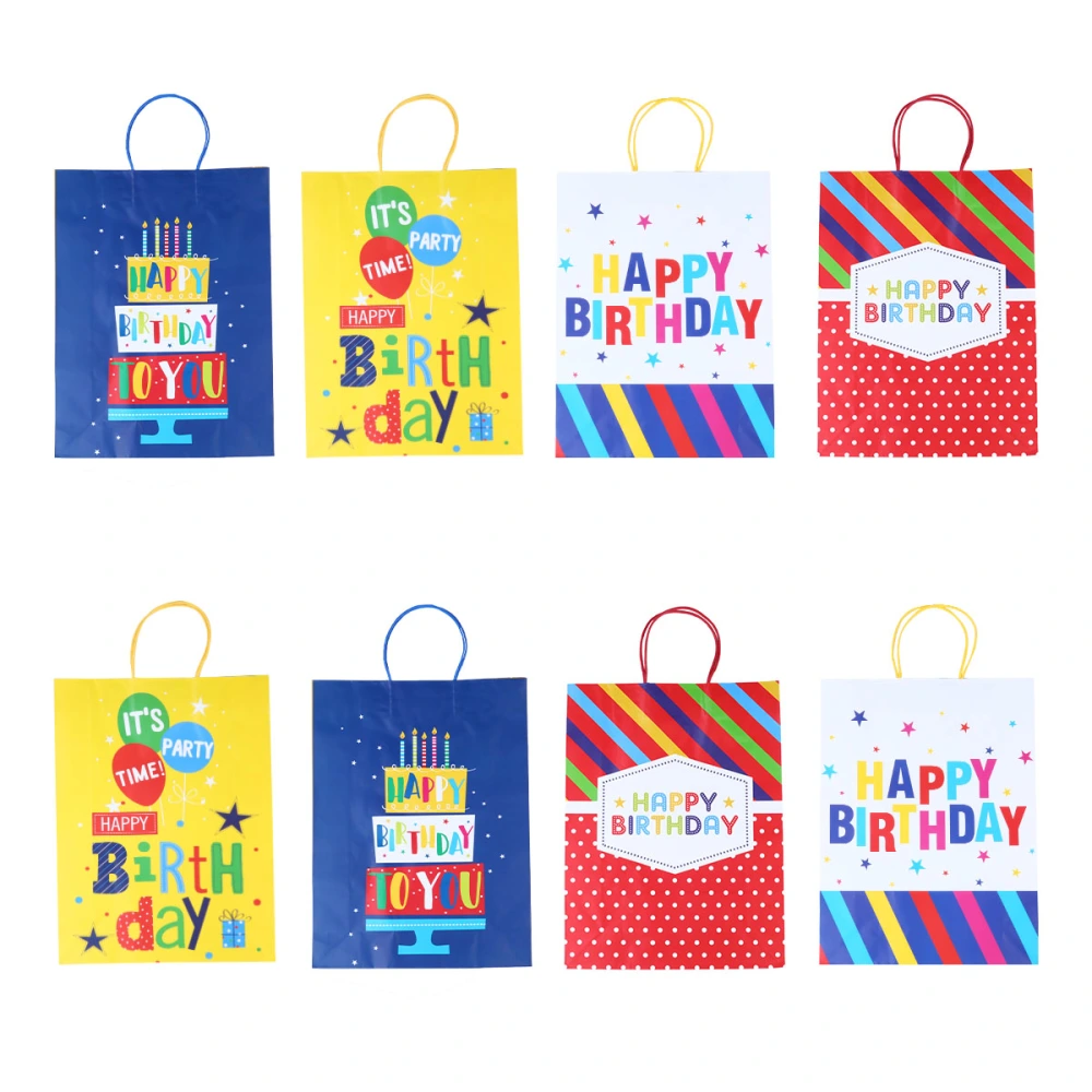 Kraft Paper Bags with Handles Portable Birthday Gift Bag Creative Tote Bags